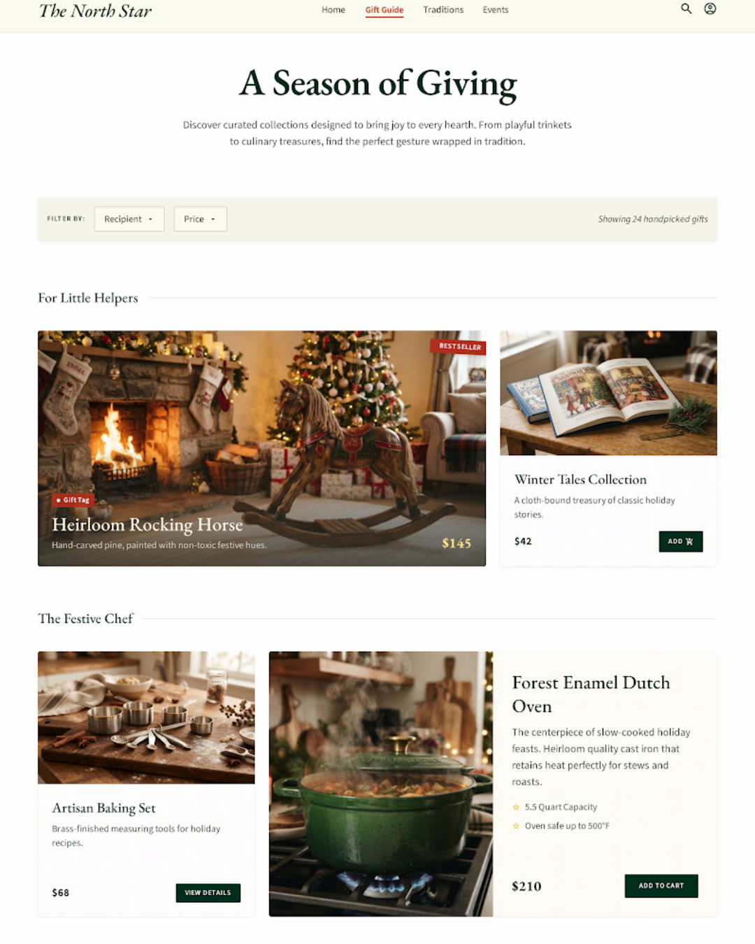 Seasonal gift shop website